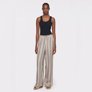 KOTN Pull On Wide Straight Leg Striped Neutral Trouser Pants NWT XS